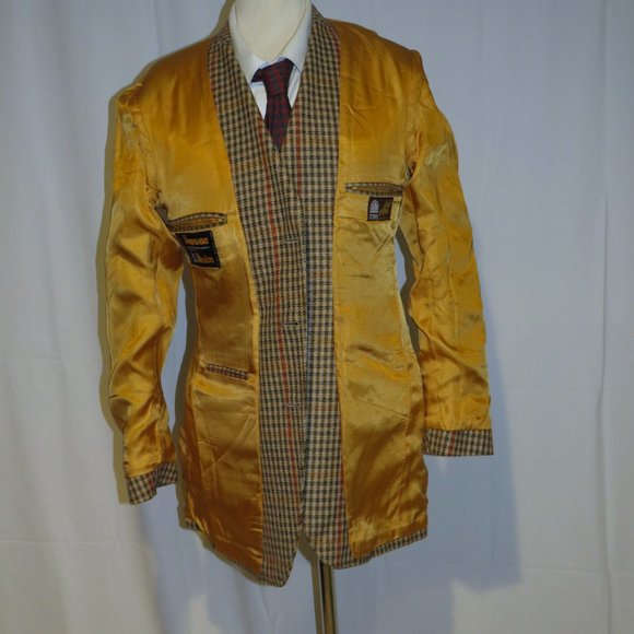 Swaine Adeney Brigg Bladen Wool Brown Check Three Button Sport Coat 38R - Picture 9 of 11